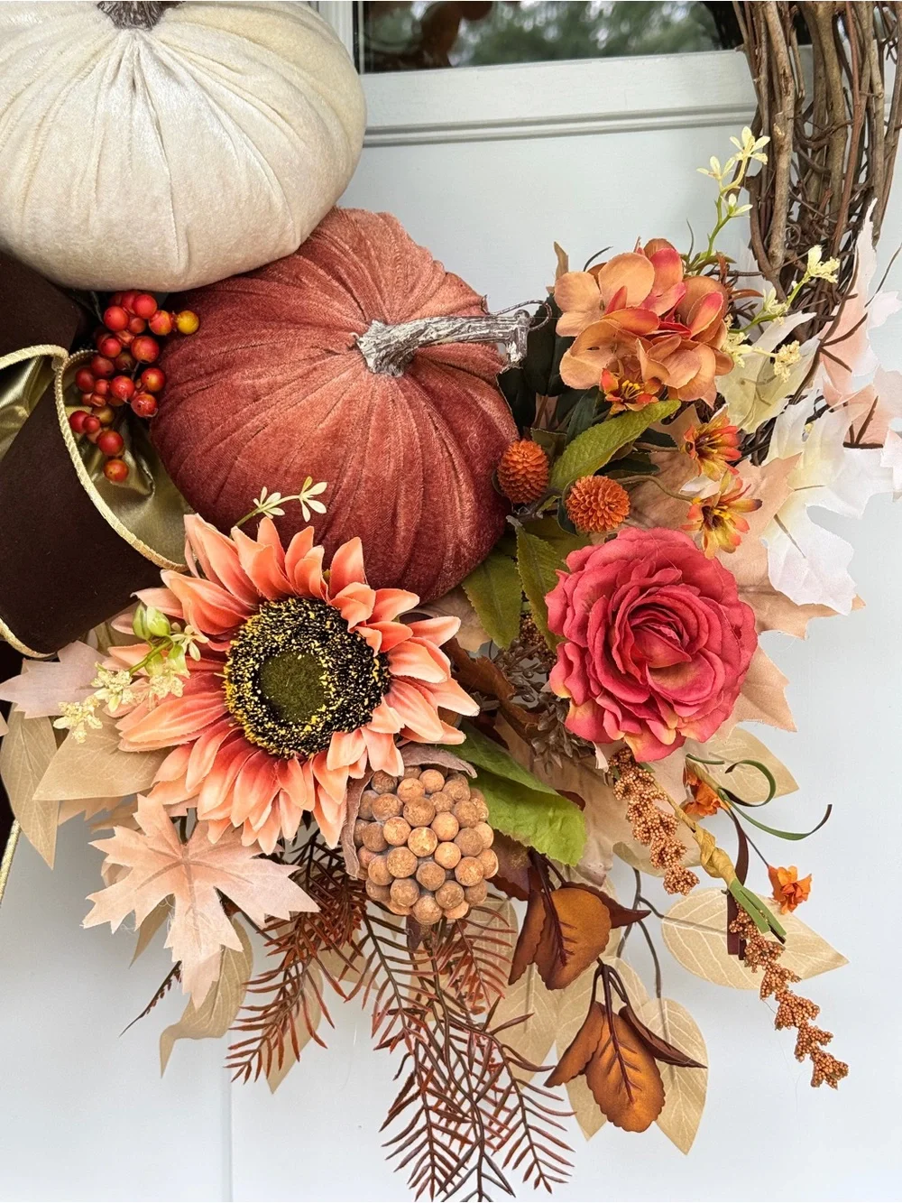 Rust & Cream Pumpkin Autumn Wreath